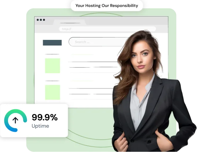 Woman presenting hosting solutions