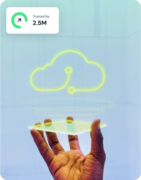 Hand holding digital cloud